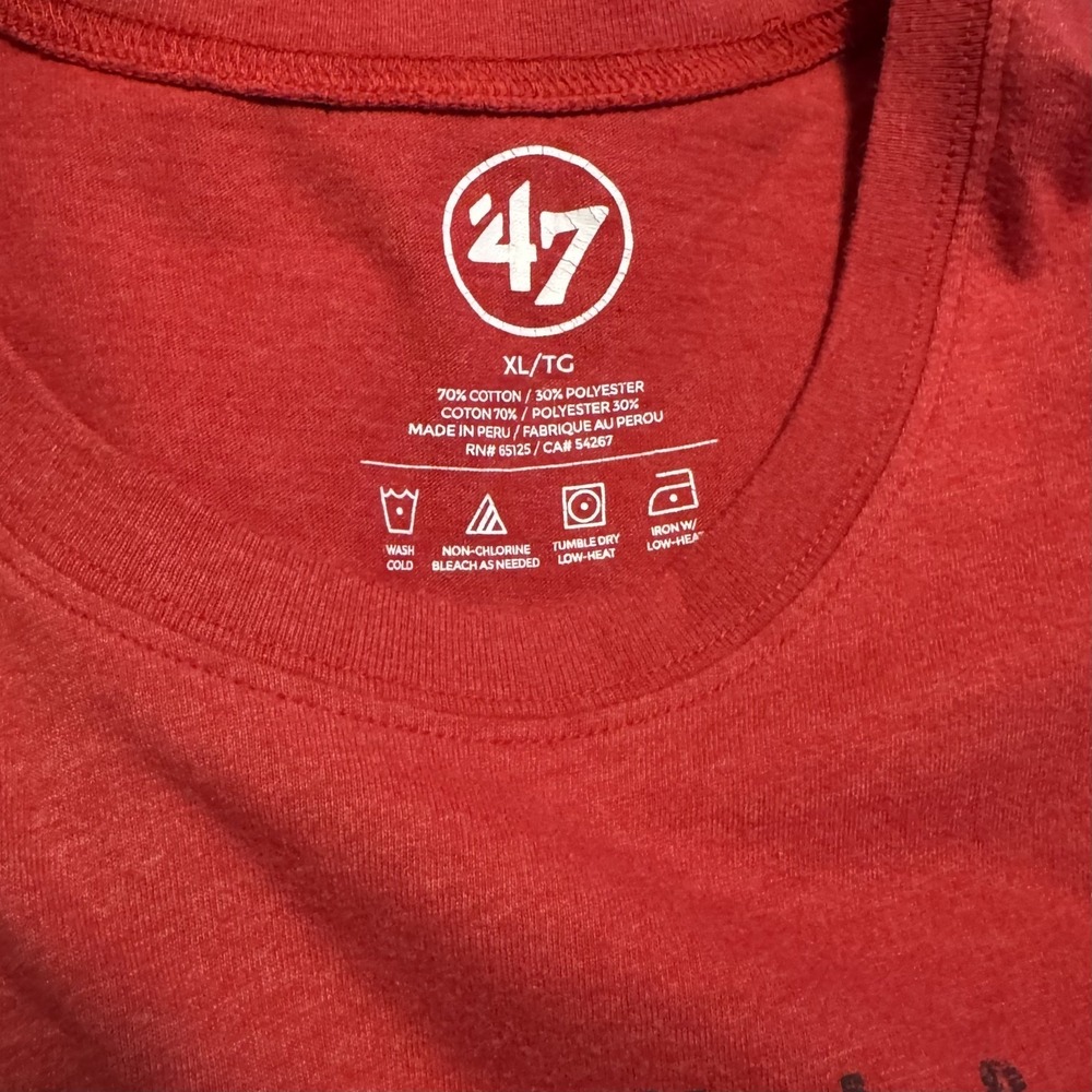 '47 BRAND Men's XL UNIVERSITY OF MISSISSIPPI Ole Miss Rebels Heather Red T-Shirt - Picture 3 of 8